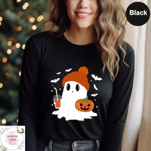 Halloween Ghost Long Sleeve, Cute Ghost Shirt, Womens Halloween Tee, Cute Fall Long sleeve, Spooky Season Shirt, Gift For Halloween