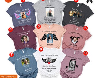Customized  Memorial T-shirt, Custom Funeral Tee, Rest In Peace Shirt, In Memory Shirt, Remembrance Shirt, Personalized Photo, Last Photo