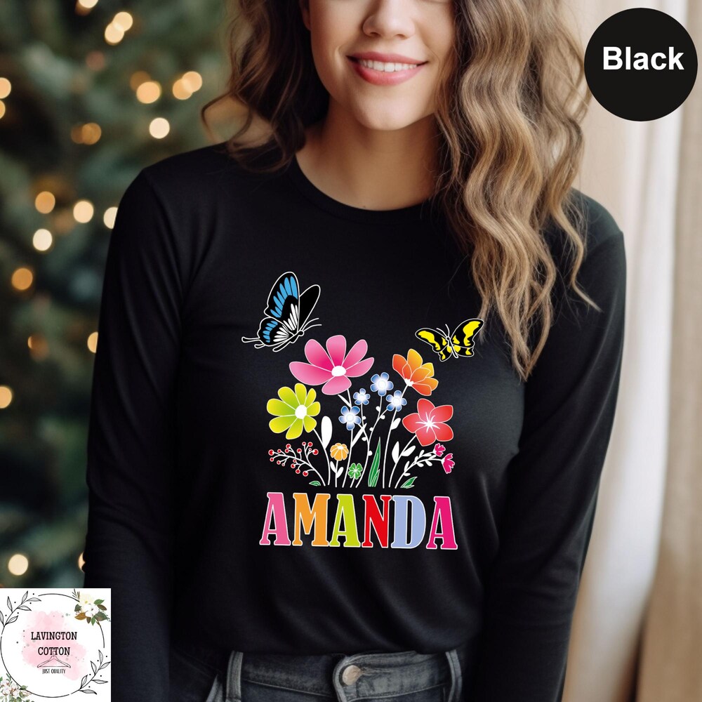 Shirtless Style Personalized International Women'S Day Long Sleeve, Custom Wildflowers Long Sleeve, Mom'S Garden Long Sleeve, Grandma'S Garden Long Sleeve