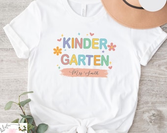 Custom Kindergarten Teacher Name Shirt, Personalized Kindergarten Team Tshirt, Back to School Shirts, Kinder Garten Squad T-shirt