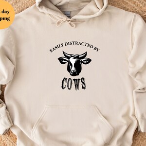 Easily Distracted By Cows Hoodie, Cow Sweatshirt, Farm Sweatshirt, Cow Sweatshirt, Farm Love Hoodies, Farm Animal Sweatshirt, Farm Love