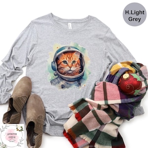Astronaut Cat Long Sleeve,Cat Space Long Sleeve, Outer Space Long Sleeve,Funny Animal Long Sleeve, Vintage Astronaut Cat Long Sleeve