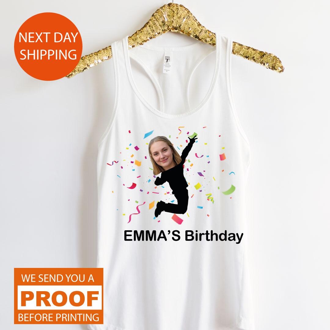 Customised Top Fun Custom Face Figures Birthday Tank Top, Birthday Photo, Custom Photo ...