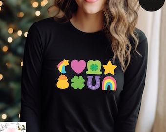 St Patrick's Day Long Sleeve, Rainbow Long Sleeve, Lucky Charm Long Sleeve, Irish Day Long Sleeve, Happy Shamrock Long Sleeve