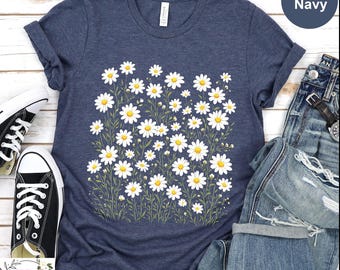 Daisy Flower Shirt, Wildflowers Cottagecore Tee, Floral Botanical Shirt