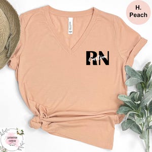 Custom RN Nurse V- Neck Tshirt,Nurse Life Shirt,Personalized RN Nurse Shirt,Cute Nurse Student Vneck Tee, Custom Shirt for Registered Nurse