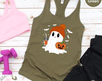 Halloween Ghost Tank Top, Cute Ghost Tank Top, Womens Halloween Tank Top, Cute Fall Tank Top, Spooky Season Tank Top, Gift For Halloween