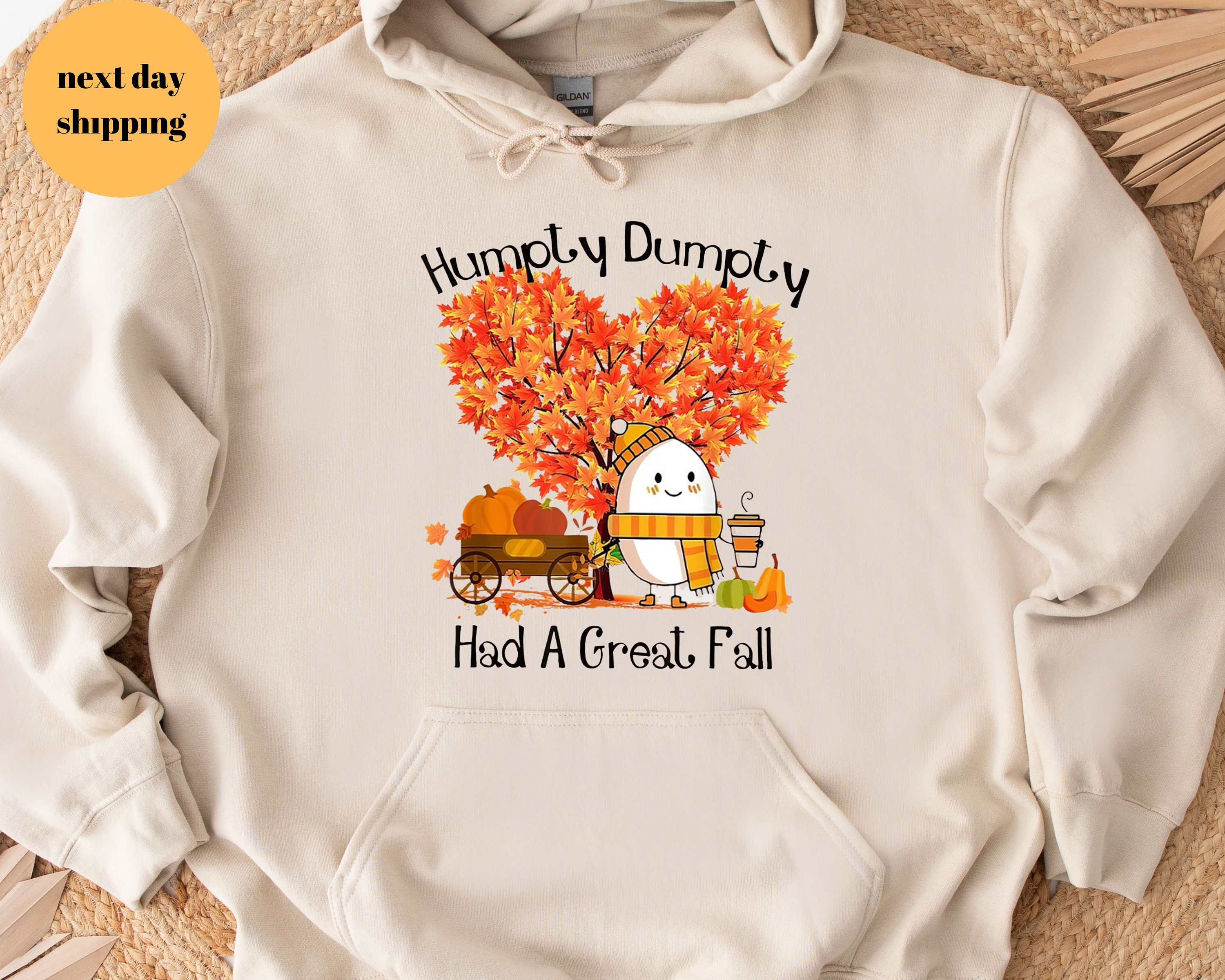 T-shirt Humpty Dumpty Autumn Leaves Thanksgiving - Taille S-3XL - Neuf