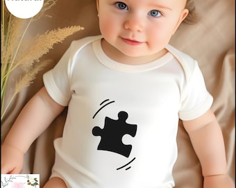 Puzzle Heart Mom and Daughter/Son Matching Baby Bodysuit, Missing Piece Youth Tee