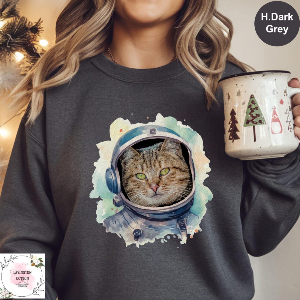 Custom Astronaut Cat Sweatshirt, Personalized Cat Hoodie,Custom Pet Vintage Sweater,Cat Lover Sweatshirt,Cat Mom Sweater, Cat Vintage Hoodie Trendteewear