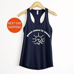 Peace Comes in Waves Tank Top, Summer Shirt, Positive Tank Top, Waves, Beach, Summer Vibe Tank Top, 2024, Next Level tank top, Beach Tanktop