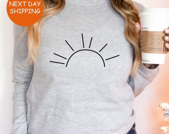 Sun Long Sleeve, Minimalist Summer Sun Long Sleeve, Sun Design Long Sleeve, Minimalist Summer Sun T-shirt