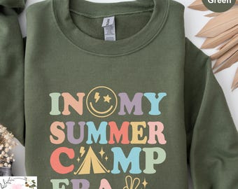 In My Summer Camp Era Sweatshirt, Camp Life Hoodie,Summer Vacation Sweatshirt, Camping Lover Hoodie, Retro Groovy Summer Camp Sweatshirt