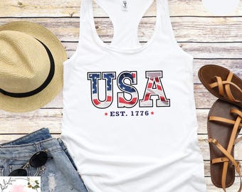 USA Est. 1776 Tank Top, 4th of July America Tank Top, USA Flag Tank Top, Independence Day USA Tank Top, Red White Blue Tank Top