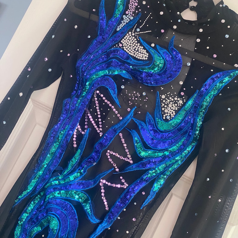 Black Rhinestone Trim Zipper Back Jumpsuit