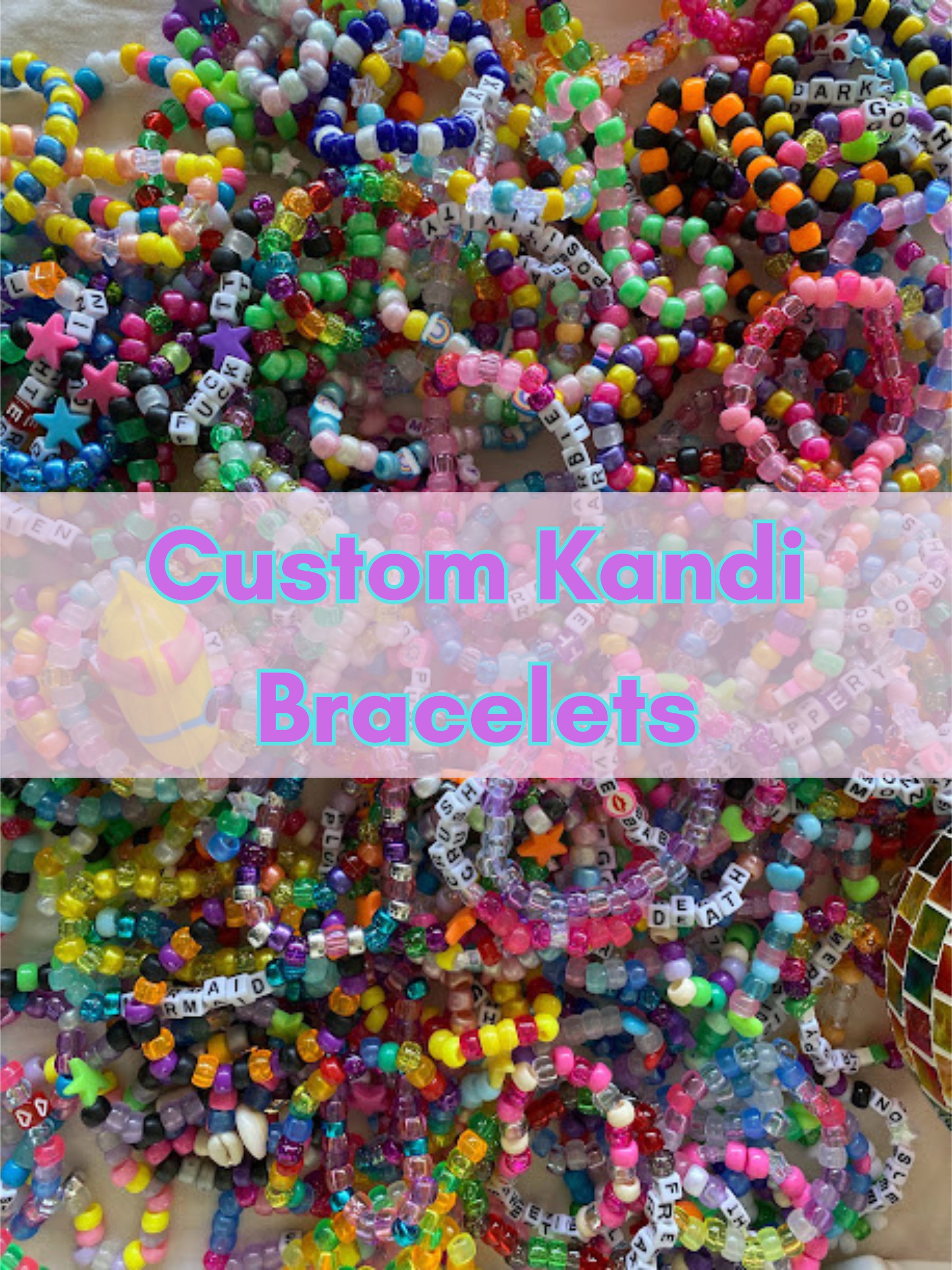 Custom Kandi Bracelet Pack, Ravewear, Rave Accessories 