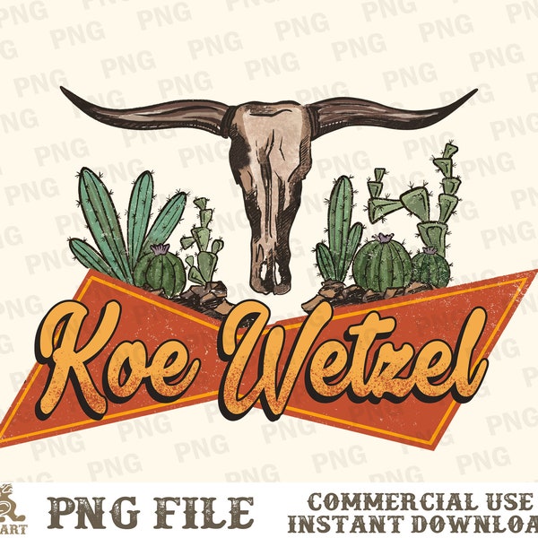 Koe Wetzel PNG, Western Bull Skull Png, Western Sublimation, Country Music Png, Western Png, Country Png, Retro Western Png, Retro PNG