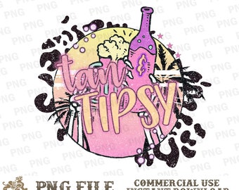 Tan And Tipsy PNG, Summer Sublimation Designs, Beach Vibes Png, Retro Summer Png, Beach Png, Vacation Png, Summer Png, Tropical Png