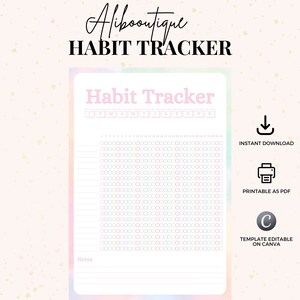 DAILY HABIT TRACKER - Habit tracker pastel pink A5 format - Downloadable, editable and instantly printable template - Routine planner