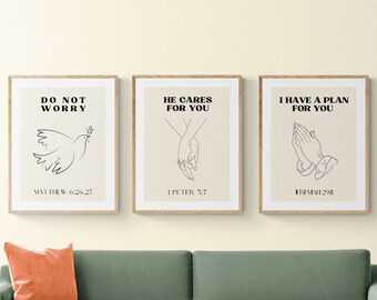 Conjunto de 3 arte de línea de pared, arte de línea cristiana, paquetes de arte de pared cristiana, arte de pared cristiana, descarga digital, tengo un plan para ti