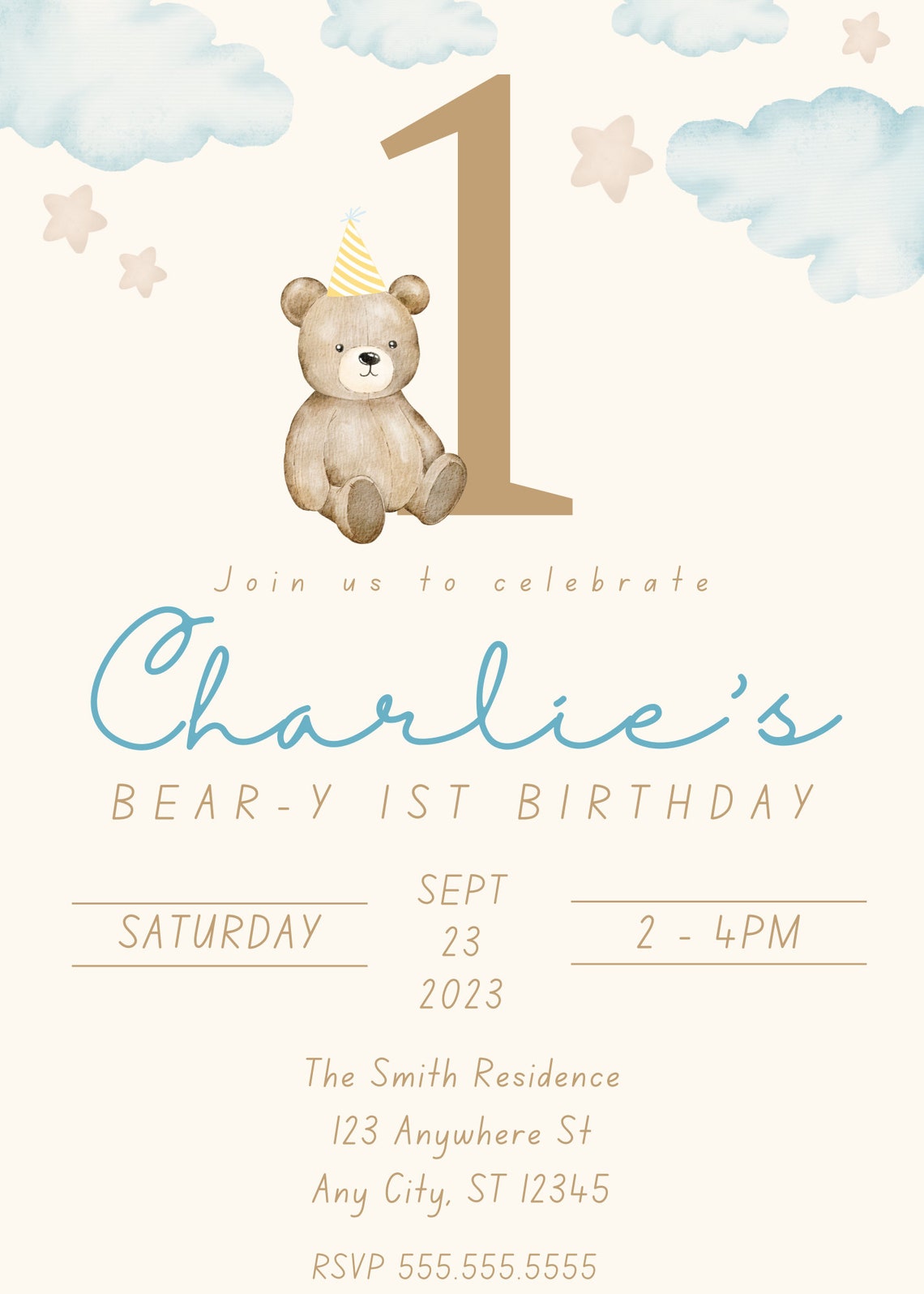 Teddy Bear Boy Birthday First Birthday Beary First Birthday - Etsy