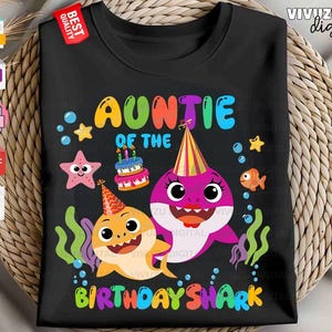 Paquete de imágenes SVG y PNG de tiburones para cumpleaños familiar, ideales para camisetas de fiesta, conjuntos familiares a juego con temática oceánica, imágenes prediseñadas para sublimación y regalo para el cumpleaños de un hermano. imagen 13