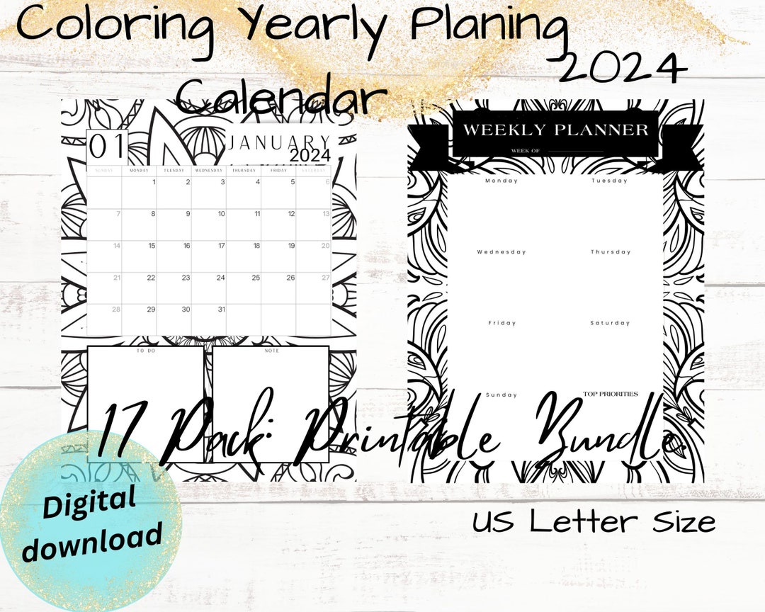 Coloring Planner - Etsy