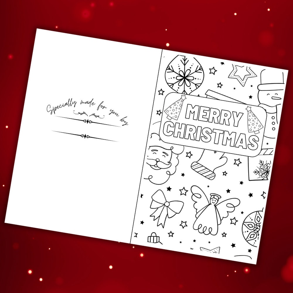 Children's Color Your Own Christmas Cards, Coloring Cards, Kids ...