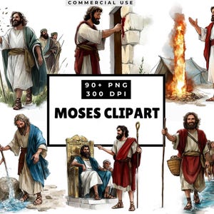 Bibelgeschichte Clipart - Moses, Bibelfiguren Png, Religiöse Kunst für Kinder, Altes Testament, Sonntagsschule