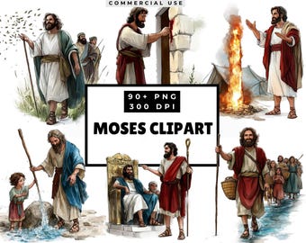 Bible Story Clipart – Moses, Bible Characters Png, Religious Art for Kids, Old Testament, Sunday School