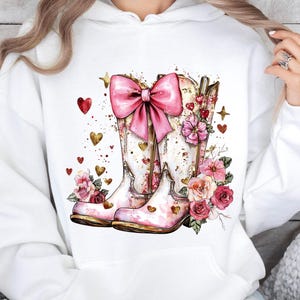 Western Valentines Day Clipart, Watercolor Cowgirl Valentine’s Day PNG, Retro Love Sublimation Designs, Western Love Clip Art for Crafts