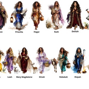 Women of the Bible Clipart, Bible Characters Png, Bible Study and Journaling clipart, Sunday School Christian PNG