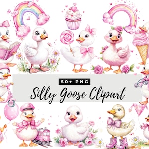 Clipart de ganso gracioso, diseño de ganso en acuarela para camisetas, decoración de baby shower, meme de ganso divertido, descarga digital, uso comercial
