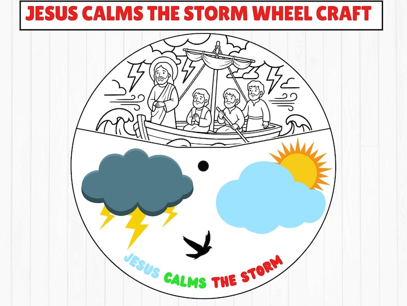 Jesus Calms the Storm Coloring Wheel Activity, Bible Color Wheel for ...