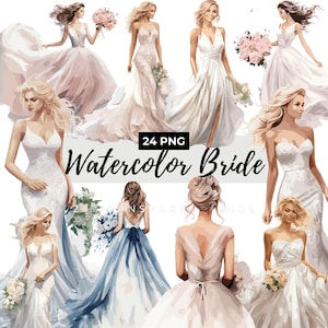 Braut Clipart, Brautparty Clipart, Aquarell Hochzeit Clipart Bundle, Heirat Clipart, Hochzeit Grafiken, Braut Png, Braut Clip Art