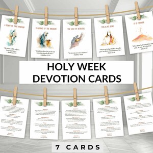Holy Week Devotion Cards, Holy Week Countdown, Scripture Devotions, Christian Easter Printable, Faith Reflection Cards