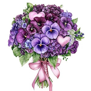Birthmonth Flower Bouquet Clipart, Birthflower Png, Watercolor Birthflowers, Floral Illustration Png