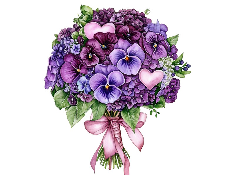 Birthmonth Flower Bouquet Clipart, Birthflower Png, Watercolor Birthflowers, Floral Illustration Png