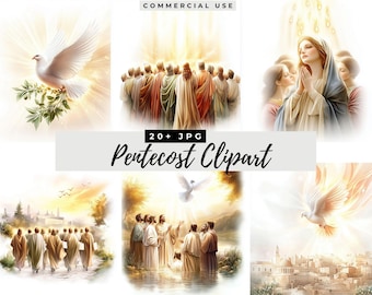 Pentecost clipart, High-Quality Watercolor PNG, Holy Spirit Digital Download, Christian Crafting, Early Church Art, Card Making, Mixed Media