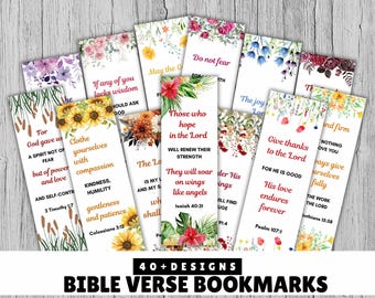 Bible Verse Bookmark Png Bundle, Printable floral Bookmark for Women, Christian Inspirational Scriptures Design