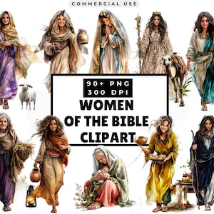 Imágenes prediseñadas de mujeres de la Biblia, arte de historias bíblicas, personajes bíblicos, imágenes PNG cristianas de la escuela dominical, revistas basura