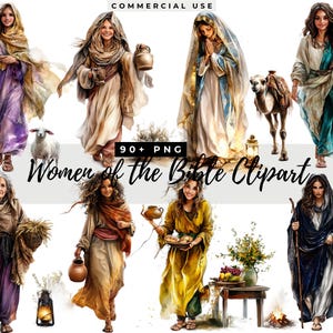Frauen der Bibel Clipart, Biblische Figuren, religiöser digitaler Download, Bibel Geschichte Kunst, Sonntagsschule Illustration, christliche PNG
