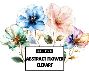 Abstract Blush Flower Watercolor Clipart Bundle, Floral Art for Crafts Wedding designs