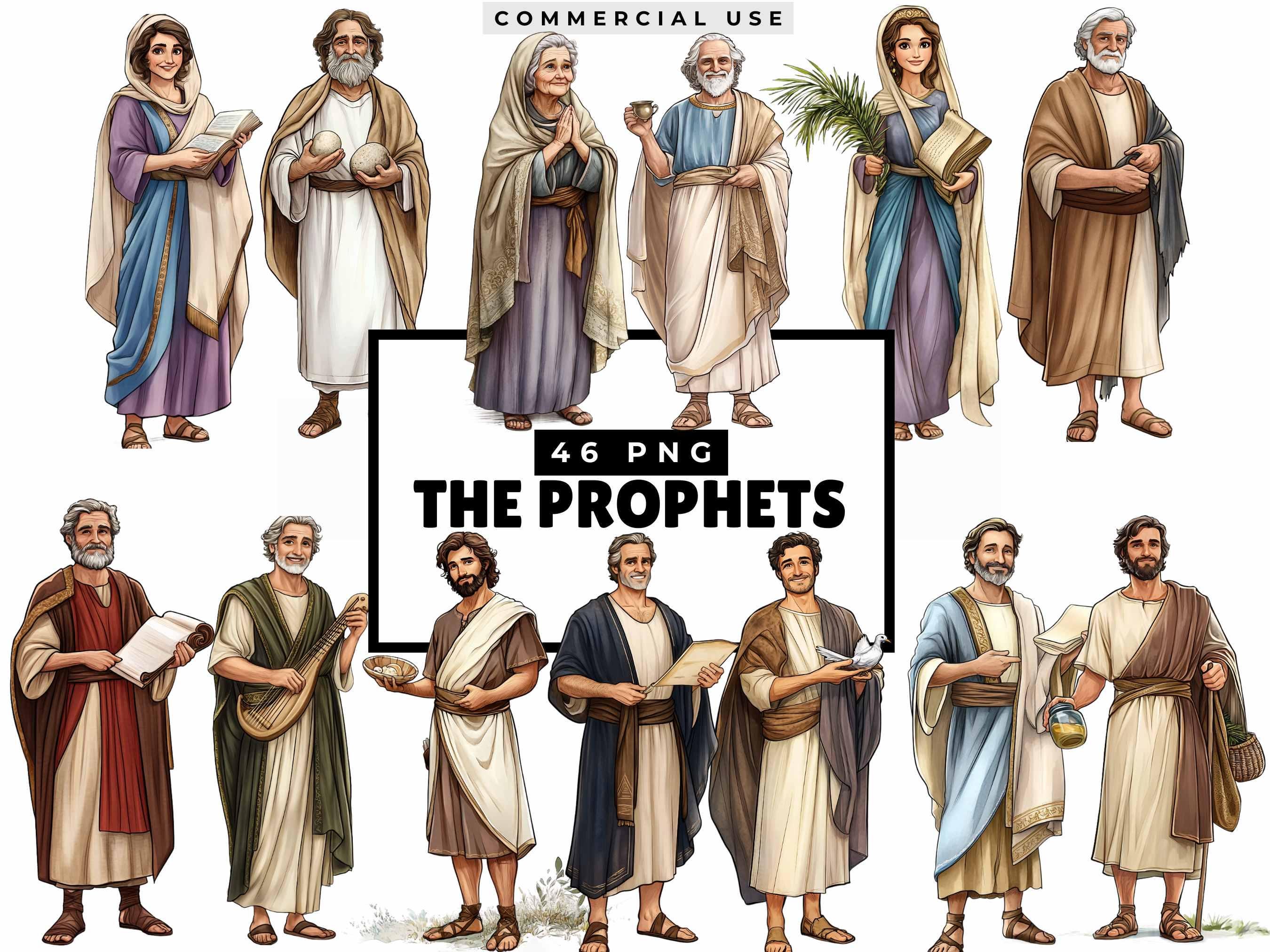 Prophets Drawing Abstract Biblical Clipart of the Prophets, Scripture Story Art, Religious ...