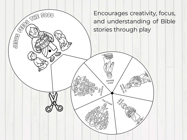 Jesus Feeds the 5000 Coloring Wheel Activity for Sunday School Craft ...