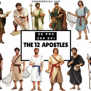 12 Disciples Clipart, Twelve Apostles png, New Testament  Stories, Biblical Characters for Crafting & Bible Stories, Sunday School Art