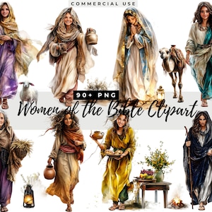Women of the Bible Clipart, Biblical Characters, Religious Digital Download, Bible Story Art, Sunday School Illustration, Christian PNG