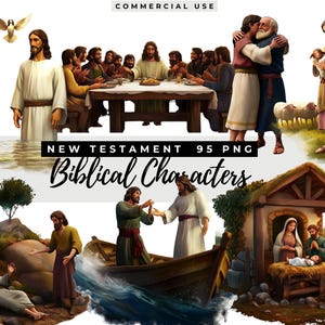 New Testament Biblical Clipart, Bible Story Characters Clip Art, Sunday School Graphics, Religious Illustrations, Biblical People Designs