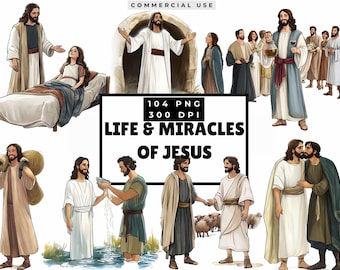 Clipart Miracles de Jésus Nouveau Testament, histoires bibliques, personnages bibliques, clipart religieux, graphiques de l'école du dimanche,