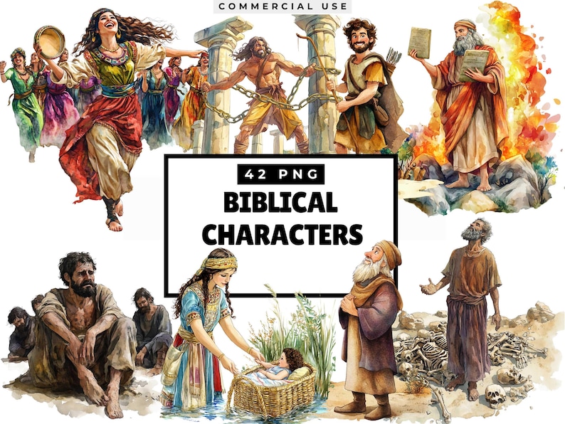 Bible Characters Png Genesis, Moses Clipart, Biblical Stories, Religious Clip art, Esther, Joshua, Religious Clipart Collection